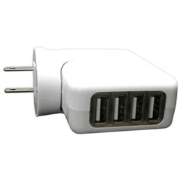 【家庭用コンセントでUSB充電】USB充電器4ポート(2.1A) USB-CHARGE-04P