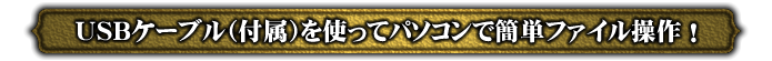 USBケーブル(付属)を使ってパソコンで簡単ファイル操作!