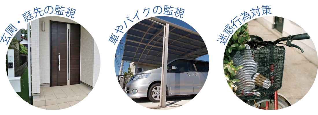 玄関・庭先の監視／車やバイクの監視／迷惑行為対策