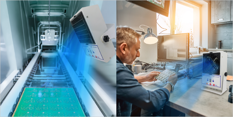 吊り下げ式または卓上設置が可能