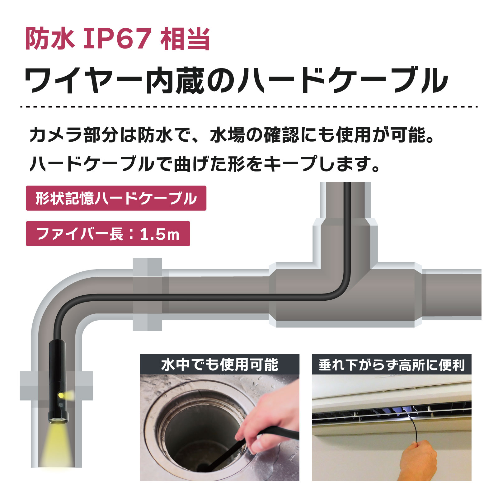 【4.3インチ ディスプレイ】ハンディ型ファイバースコープ