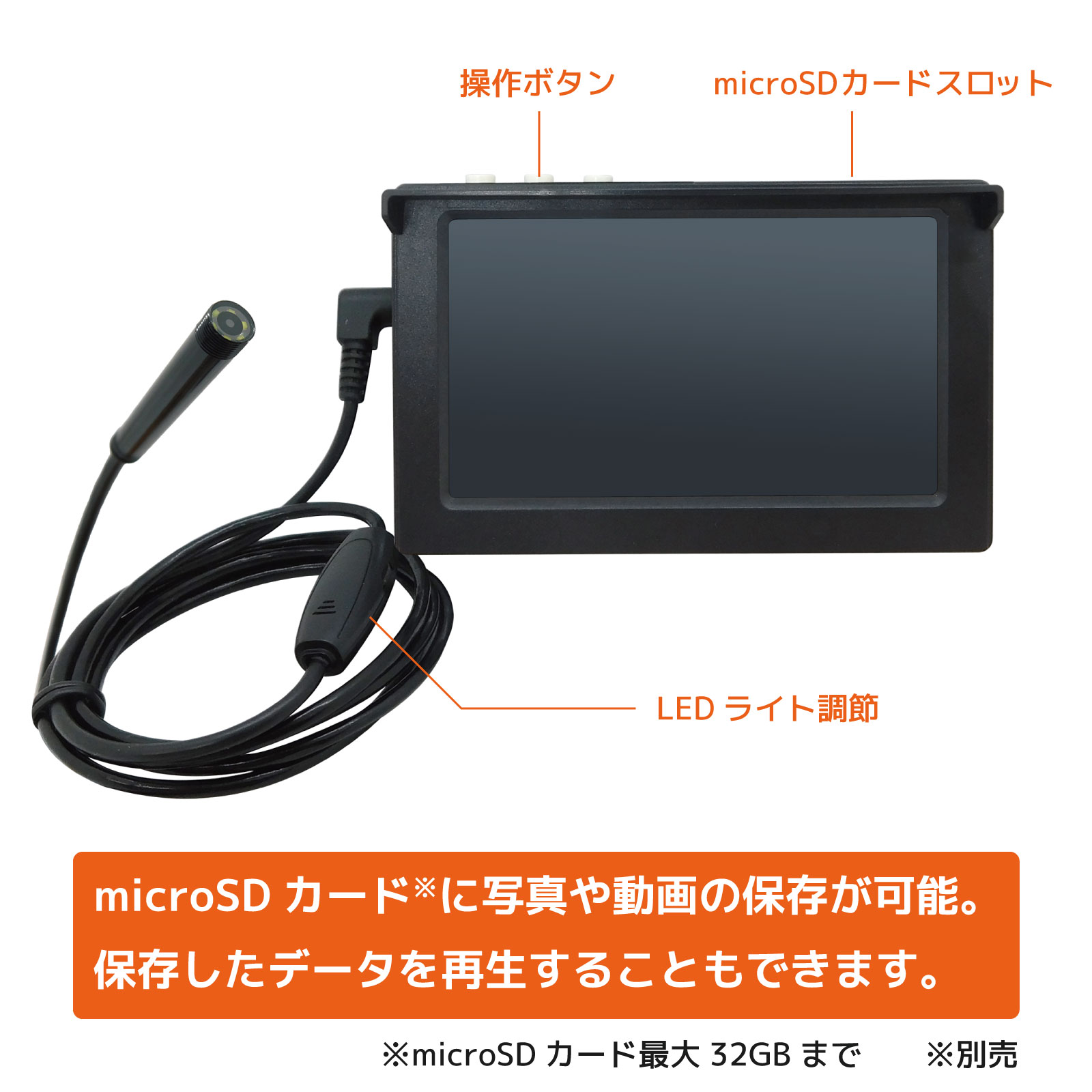 【腕装着型】LCD録画機能付き防水ファイバーカメラ