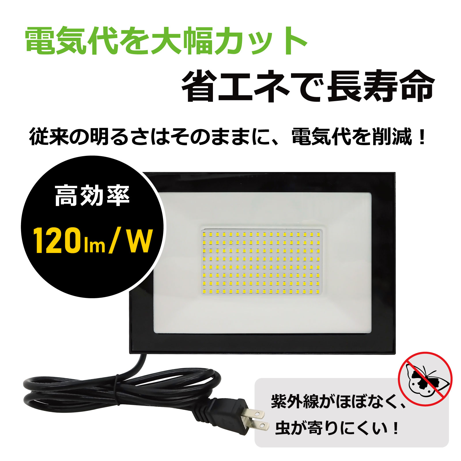 【省エネなのに圧倒的な明るさ】LED投光器