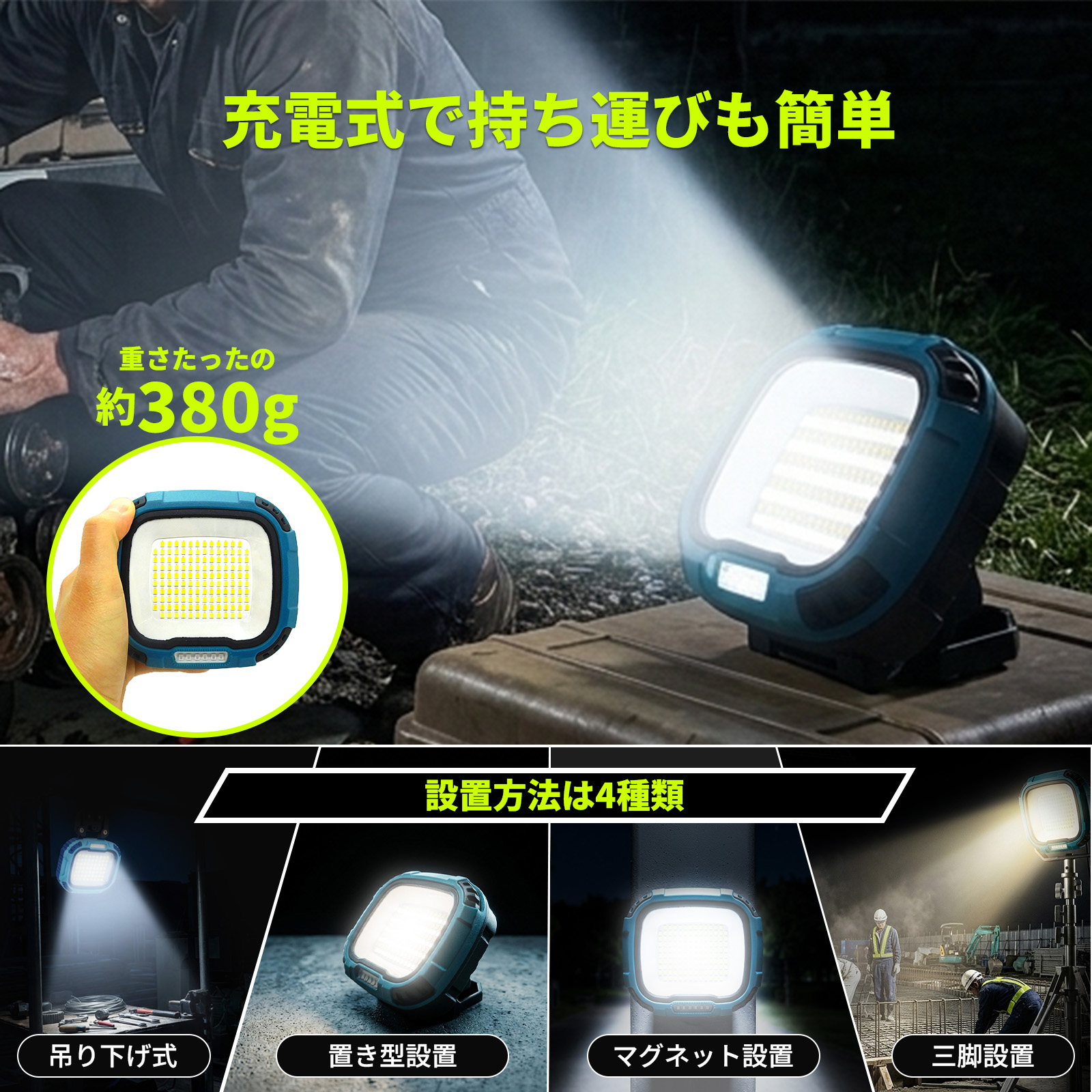 【暗闇を丸ごと照らす】小型LED投光器