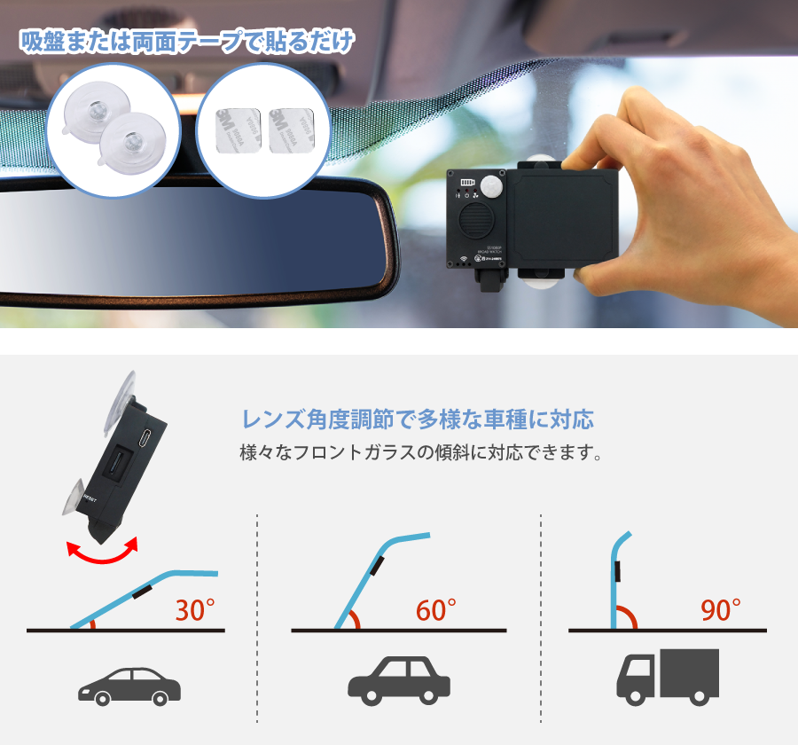 【Peta Came】超小型ソーラー充電ドライブレコーダー