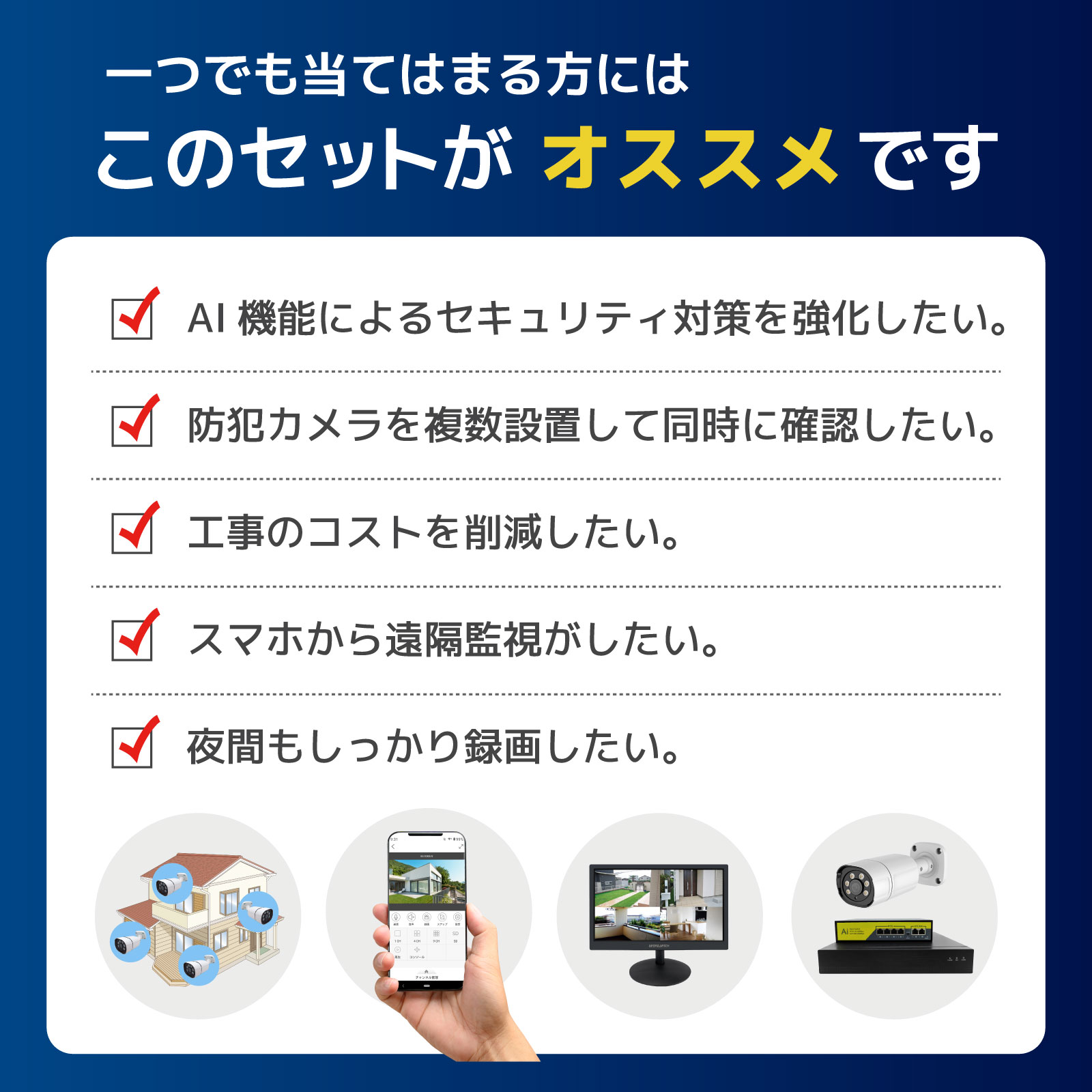 人認識AI機能付き夜間フルカラー500万画素セット