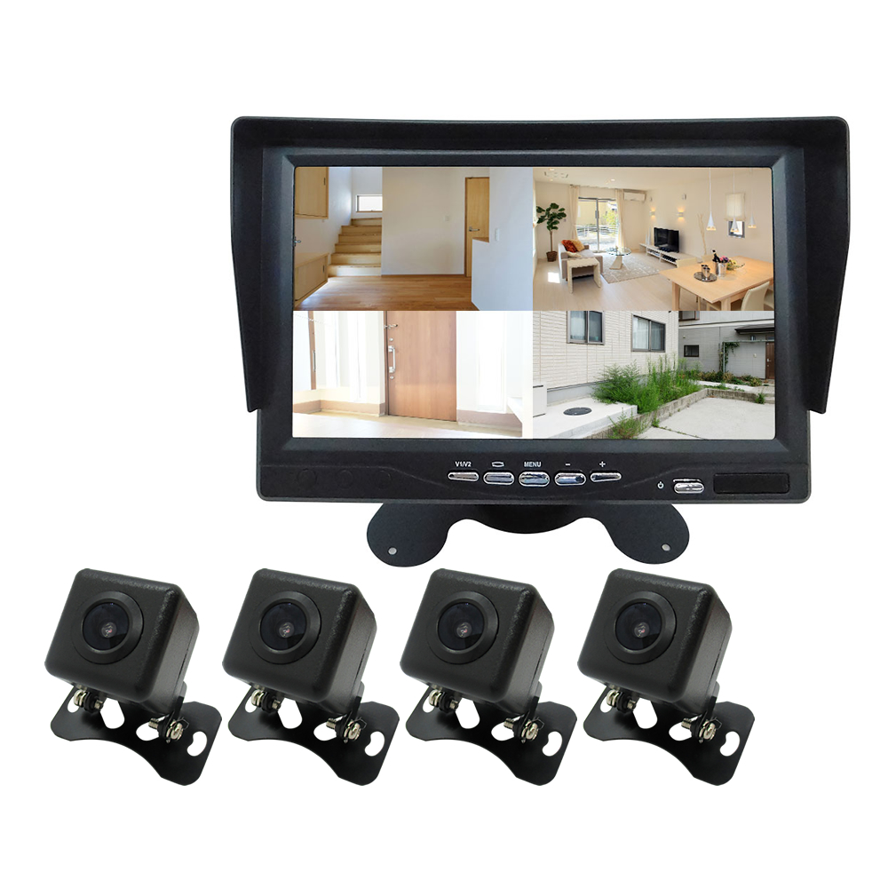 防水小型カメラ＋7インチLCD監視セット（カメラ4台）