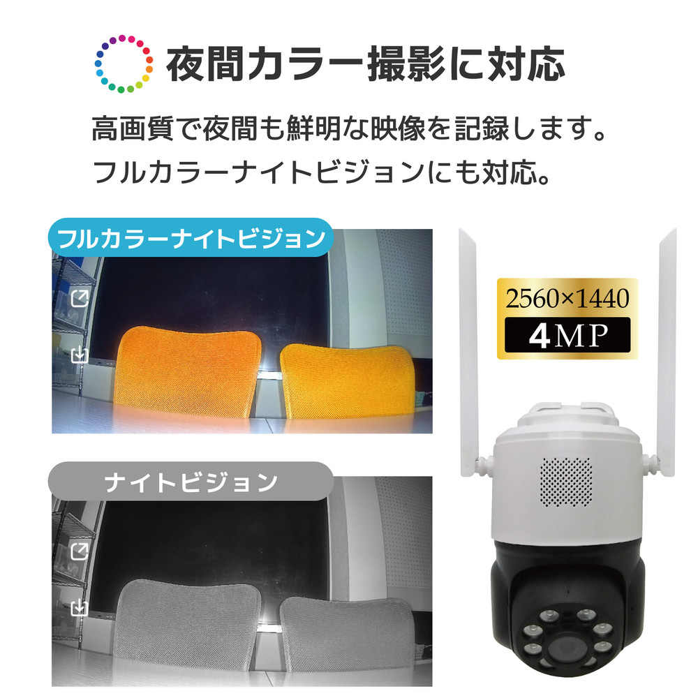【ワイヤレス・ドーム型】パン・チルト防犯カメラ