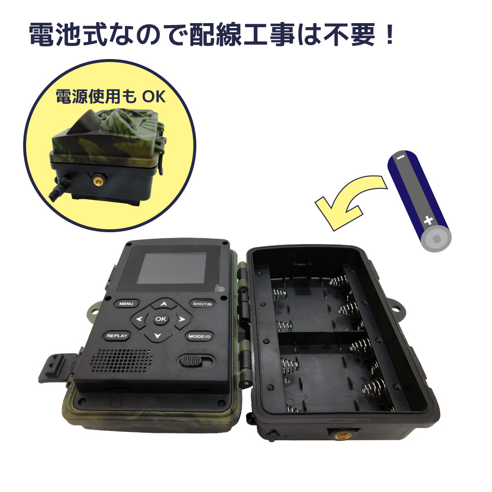 【3年待機＋2.7K画質】防水赤外線 動感検知カメラ