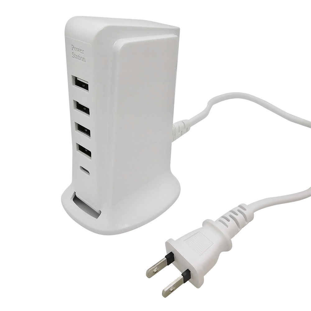 5ポートUSB充電器【TYPE-A(4ポート)+TYPE-C(1ポート)】